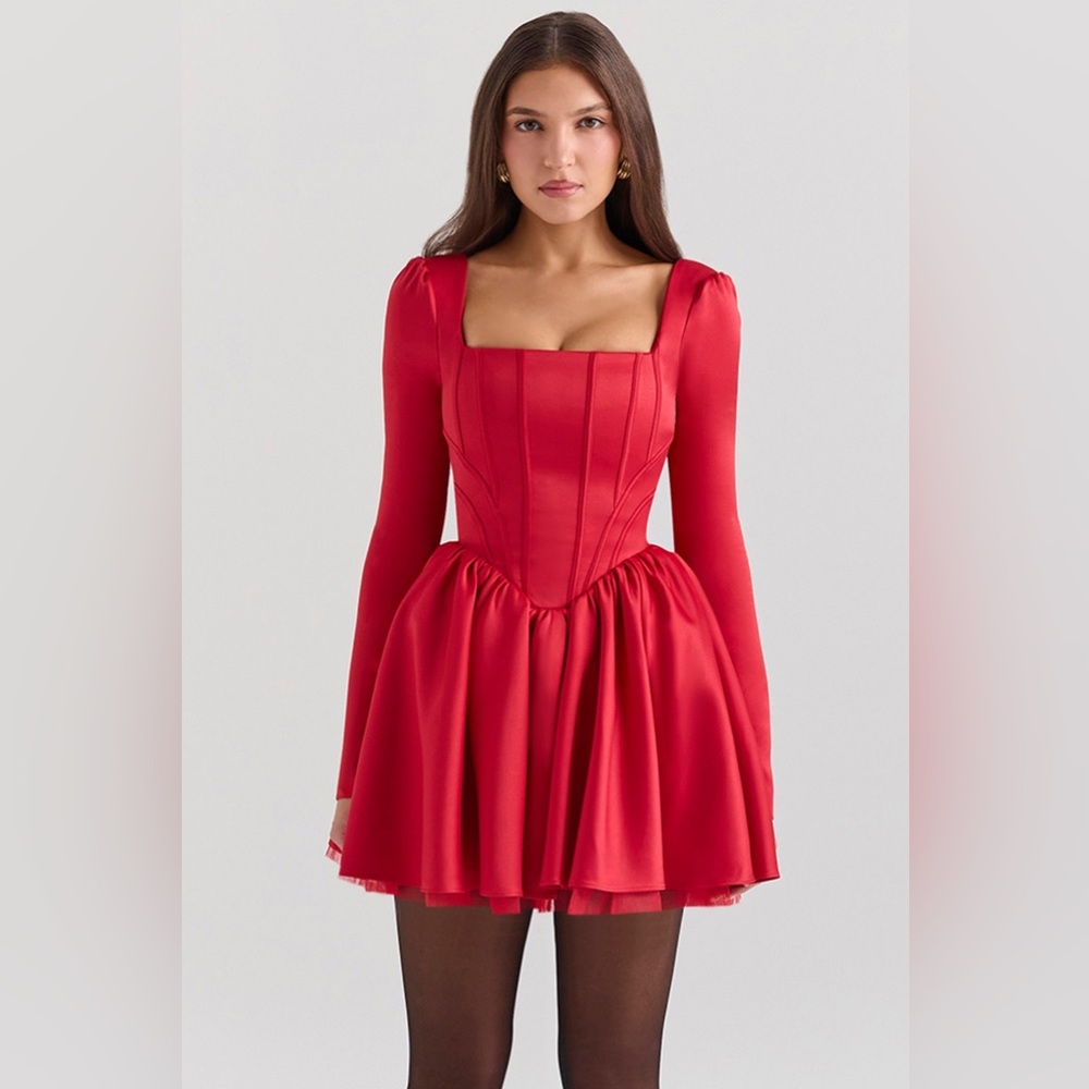 House of CB Red Long Sleeve Dress - Picture 3 of 11